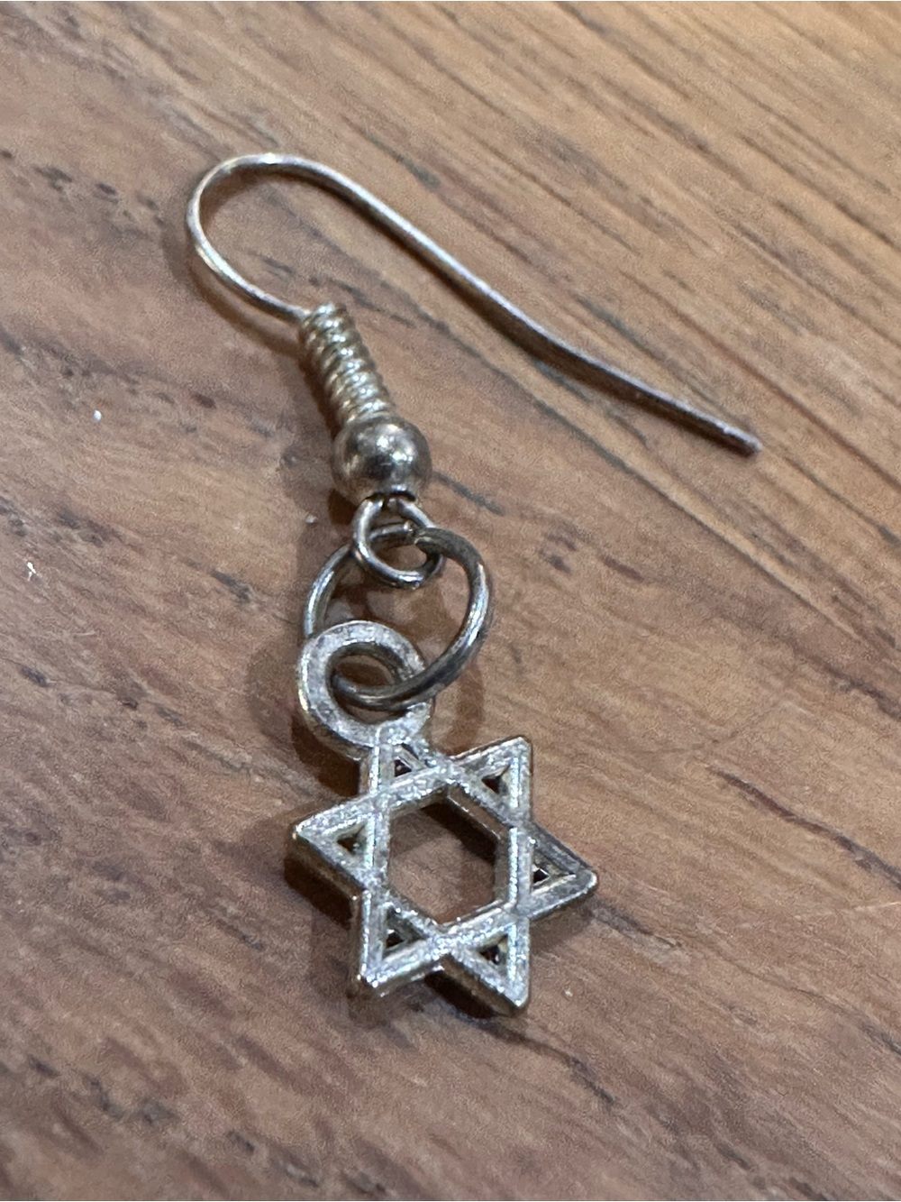Silver Star of David Drop Earring - Unbranded
